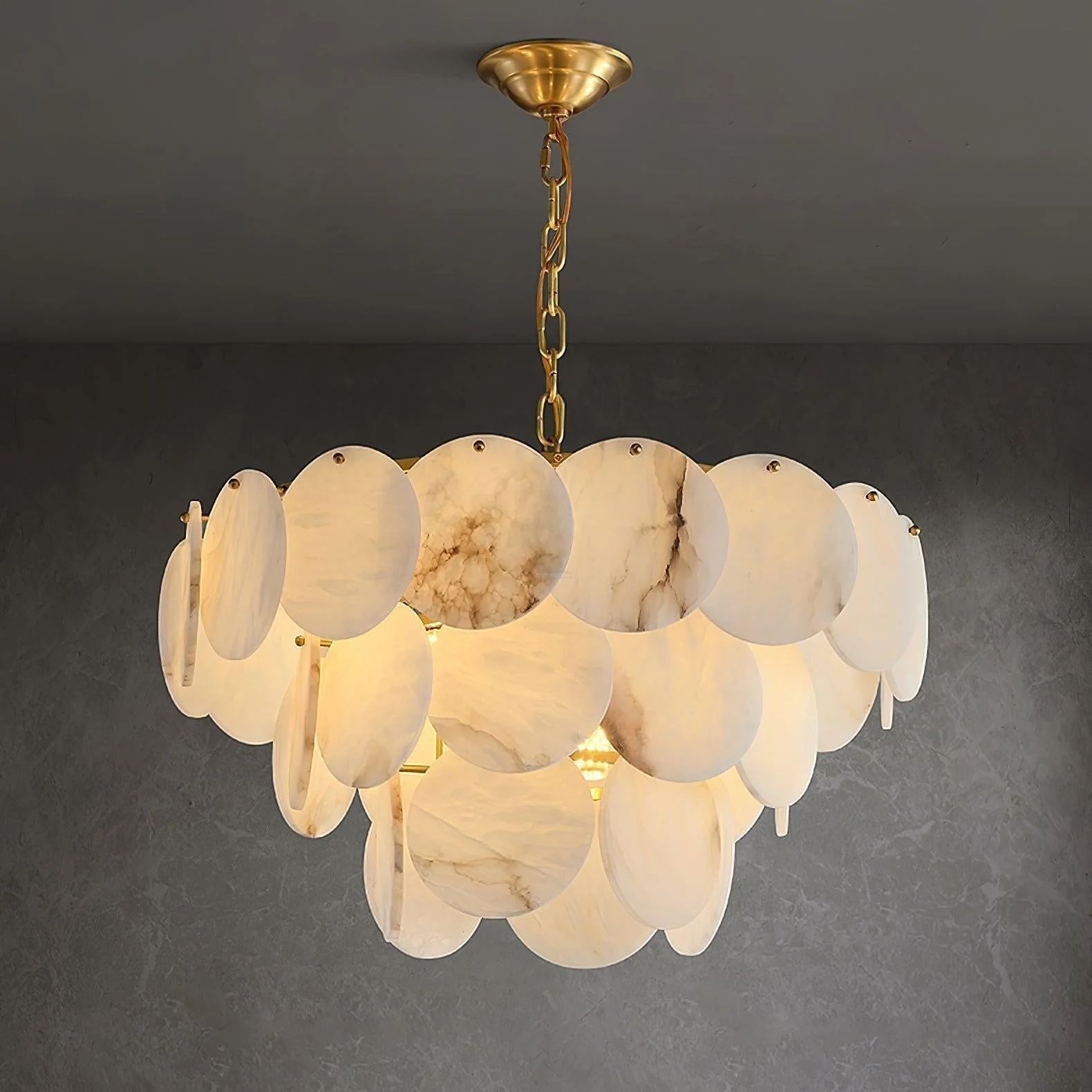 Alabaster Shell Brass Chandelier with 2/3/4/5/6 layer - Image 3