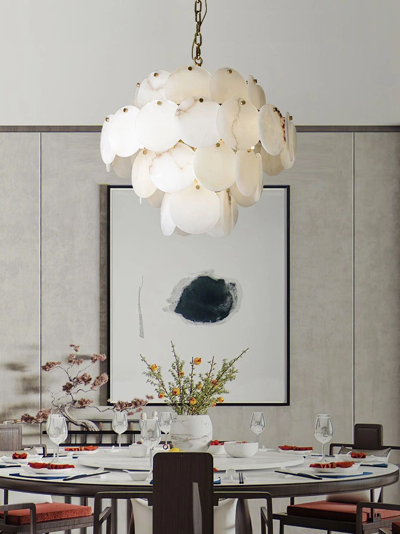 Alabaster Shell Brass Chandelier with 2/3/4/5/6 layer - Image 6