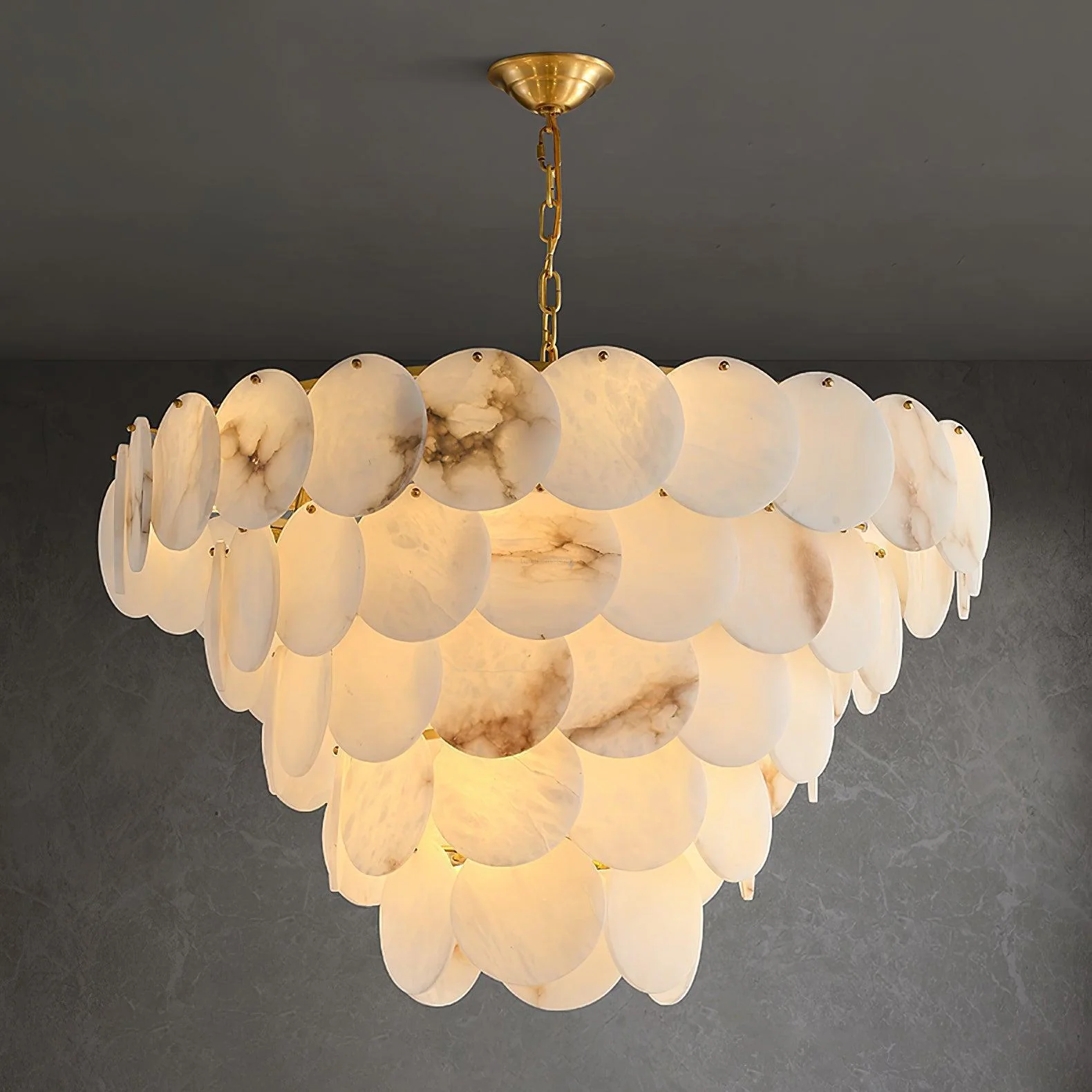 Alabaster Shell Brass Chandelier with 2/3/4/5/6 layer - Image 7
