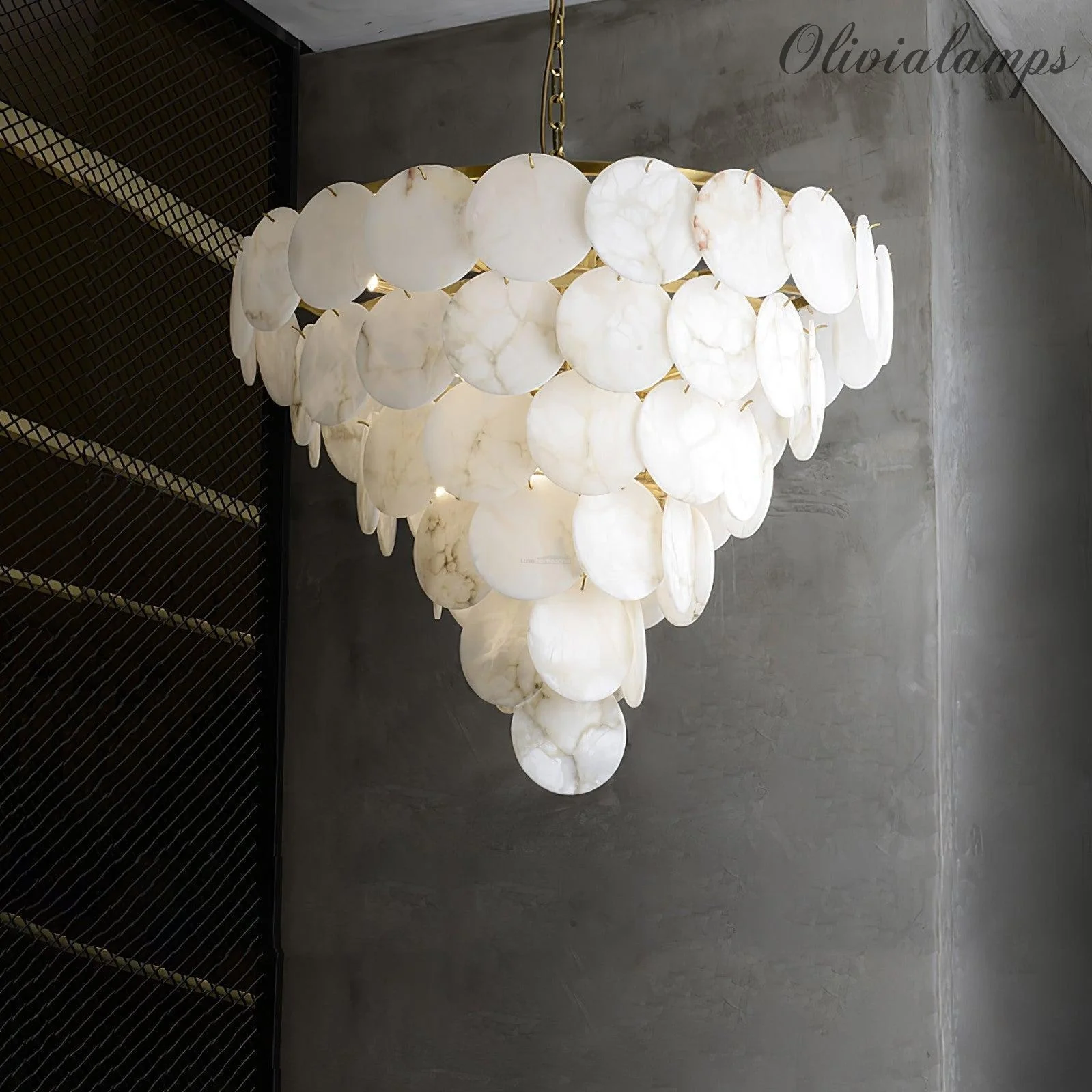 Alabaster Shell Brass Chandelier with 2/3/4/5/6 layer - Image 8