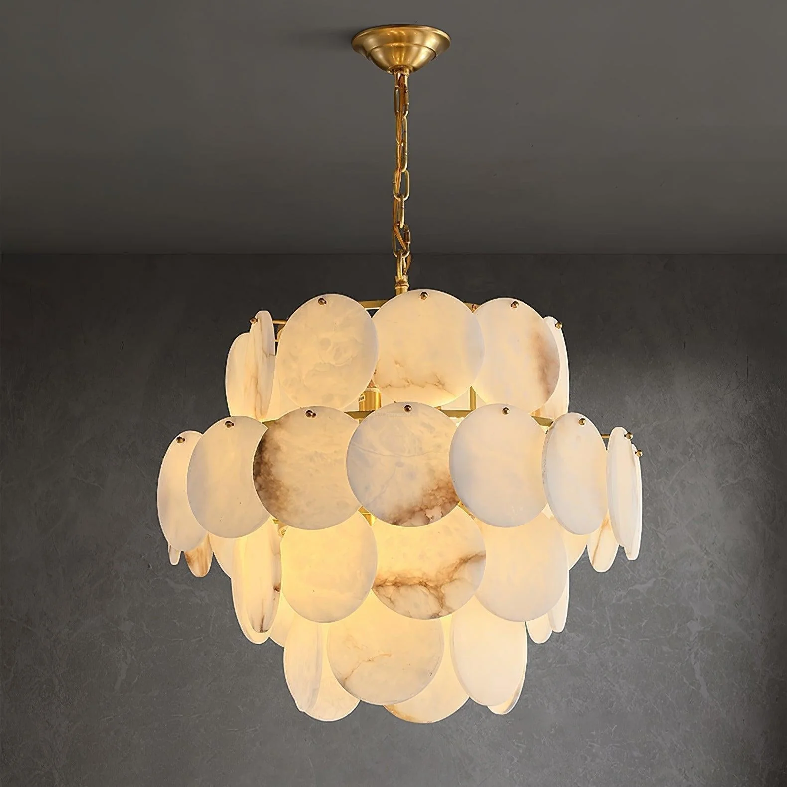 Alabaster Shell Brass Chandelier with 2/3/4/5/6 layer - Image 9
