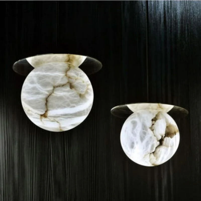 Alabaster Sphere Pendant Light Above Bed - Image 6