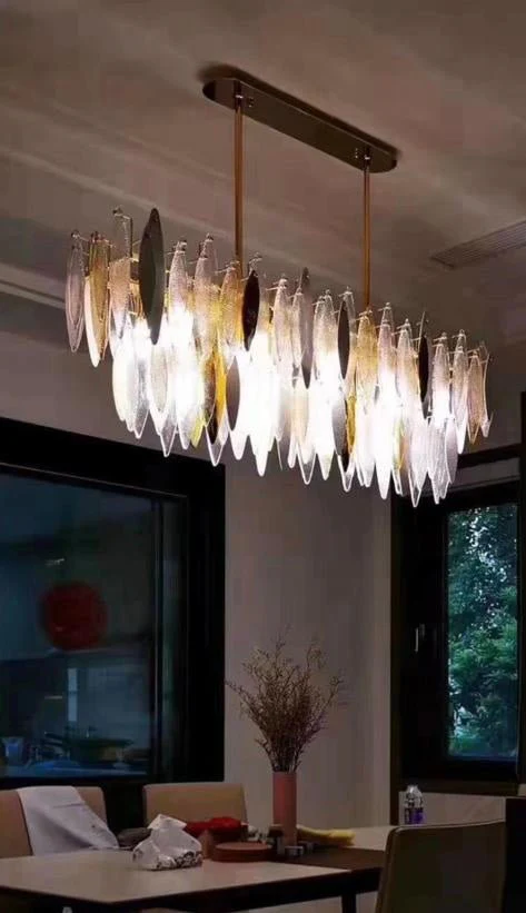 Larry 2-Tier Linear Oval Glass Chandelier - Image 3