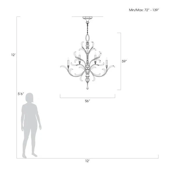 Alice Candle Round 2-Tier Chandelier 56" - Image 4