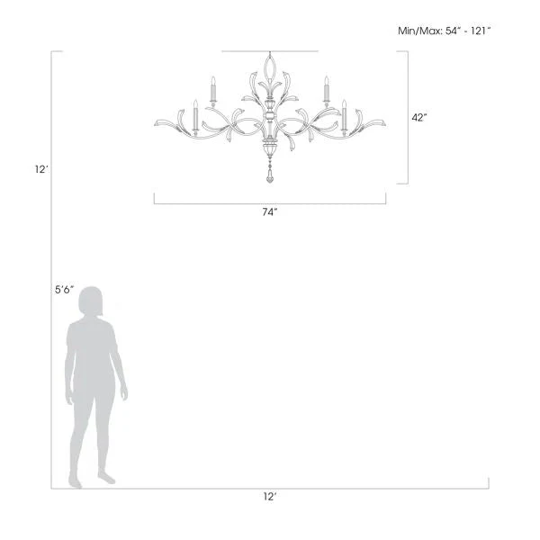 Alice Candle Oblong Chandelier 74" - Image 3