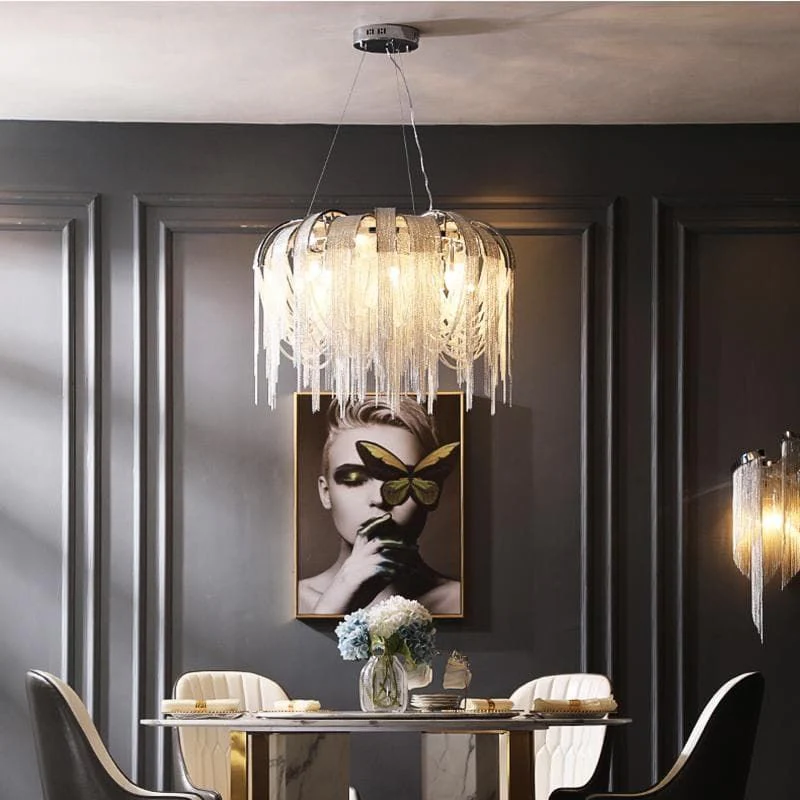 Alisa Luxury Aluminum Chain Tassel Chandelier - Image 4