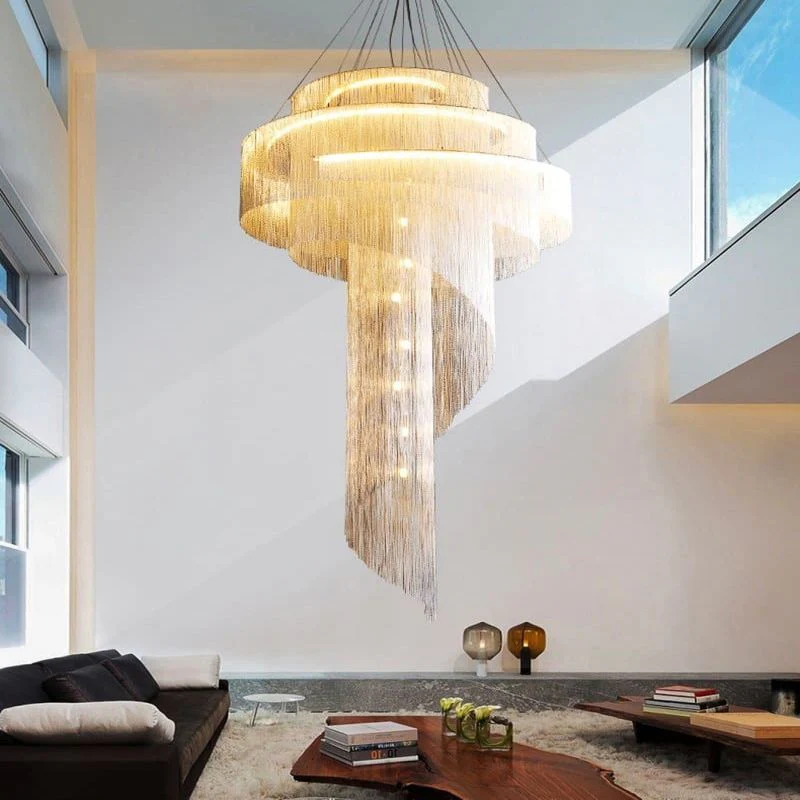 Alisa Luxury Aluminum Chain Tassel Ring Multilayer Chandelier - Image 3