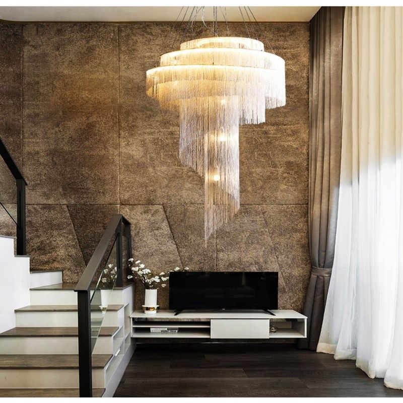 Alisa Luxury Aluminum Chain Tassel Ring Multilayer Chandelier - Image 4