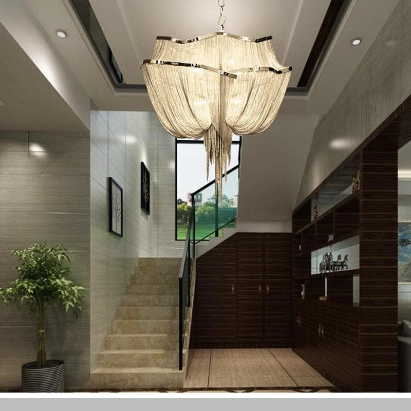 Alisa Luxury Double-Layer Aluminum Chain Tassel Chandelier - Image 2