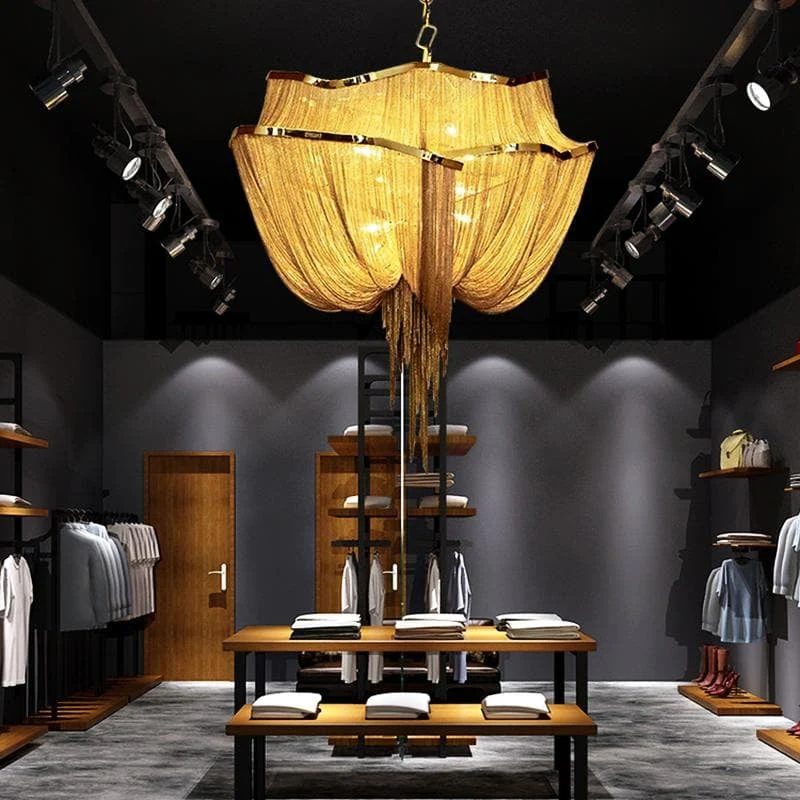 Alisa Luxury Double-Layer Aluminum Chain Tassel Chandelier - Image 3