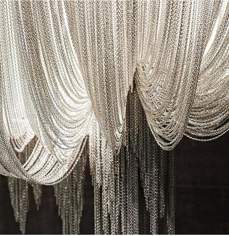Alisa Luxury Double-Layer Aluminum Chain Tassel Chandelier - Image 4