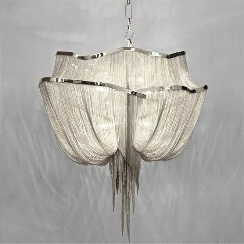 Alisa Luxury Double-Layer Aluminum Chain Tassel Chandelier - Image 7
