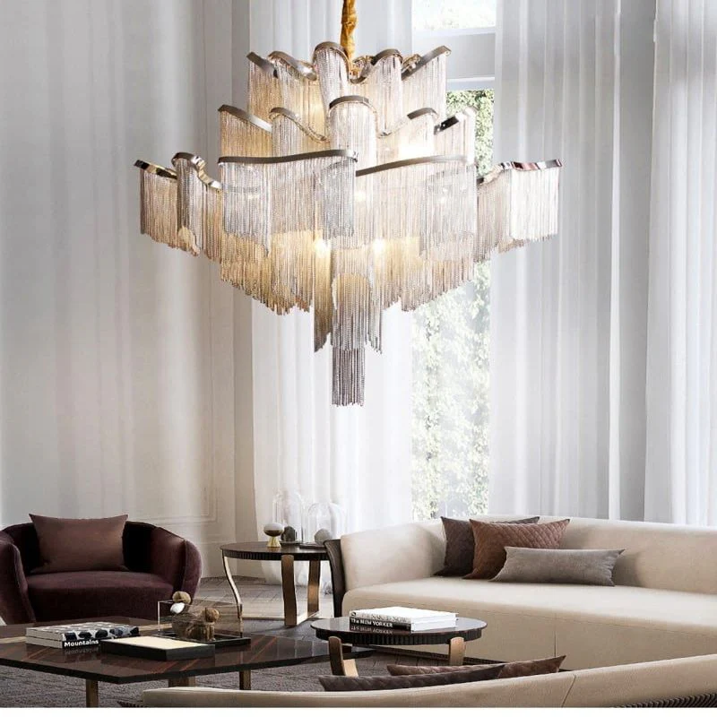 Alisa Luxury Flower Chain Tassel Chandelier - Image 9