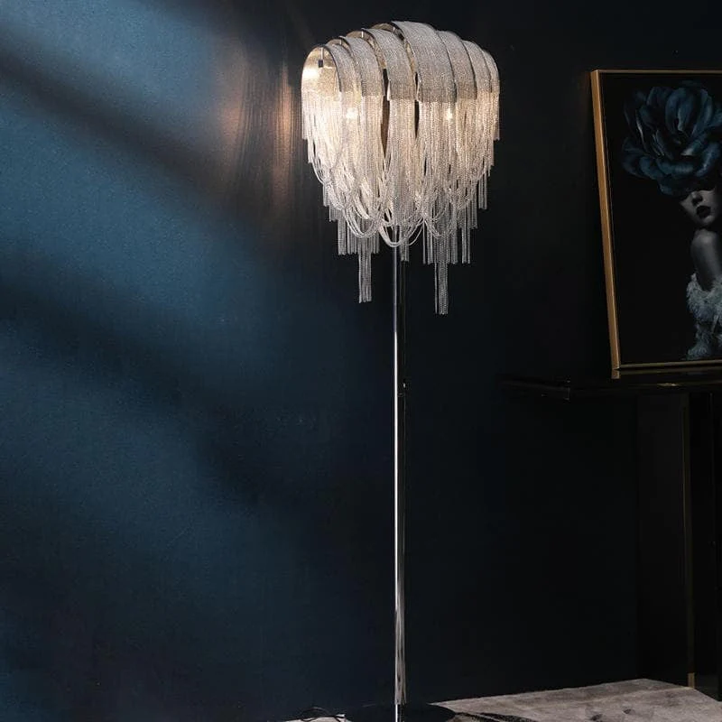 Alisa Luxury Hardware Aluminum Chain Tassel Floor Lamp - Image 2