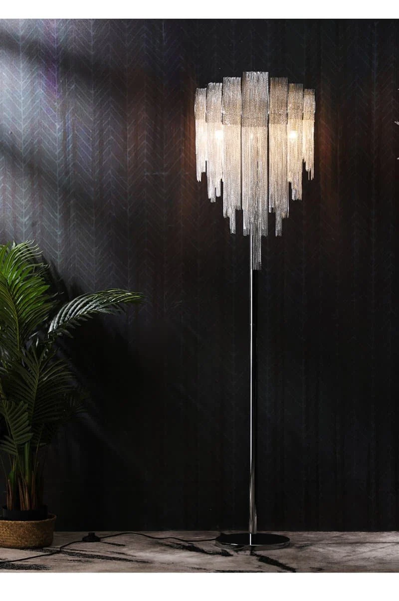 Alisa Luxury Hardware Aluminum Chain Tassel Floor Lamp - Image 7