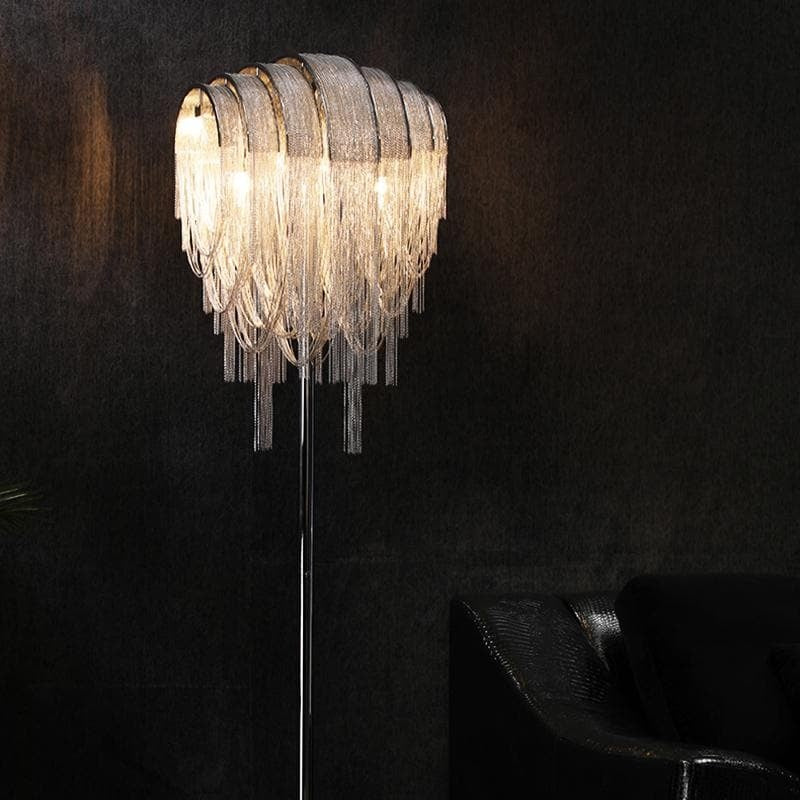 Alisa Luxury Hardware Aluminum Chain Tassel Floor Lamp - Image 8