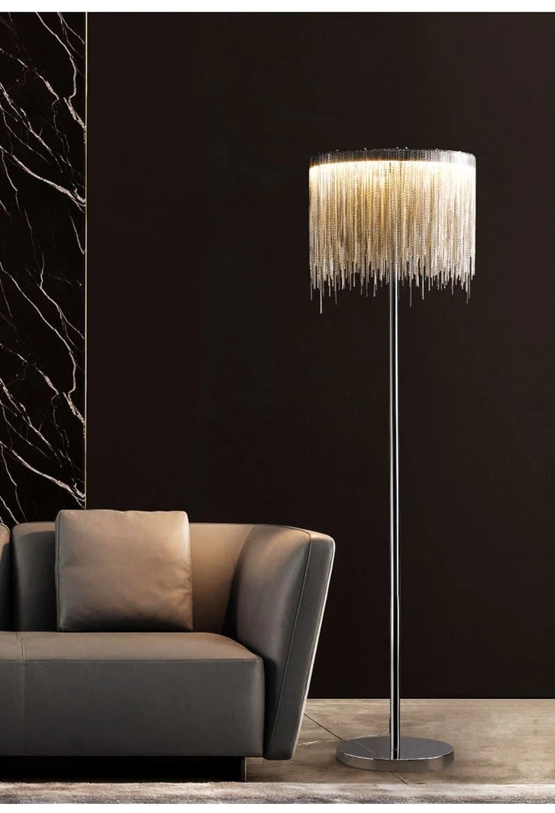 Alisa Luxury Hardware Aluminum Chain Tassel Floor Lamp - Image 4