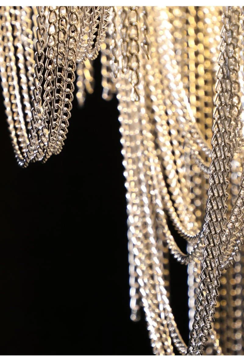 Alisa Luxury Hardware Aluminum Chain Tassel Long Branch Chandelier W35" - Image 5
