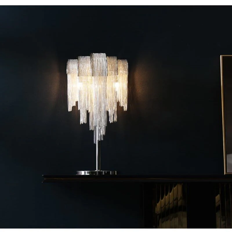 Alisa Luxury Hardware Aluminum Chain Tassel Table Lamp - Image 4