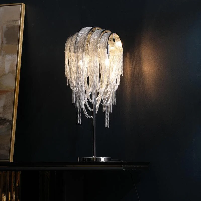 Alisa Luxury Hardware Aluminum Chain Tassel Table Lamp - Image 5