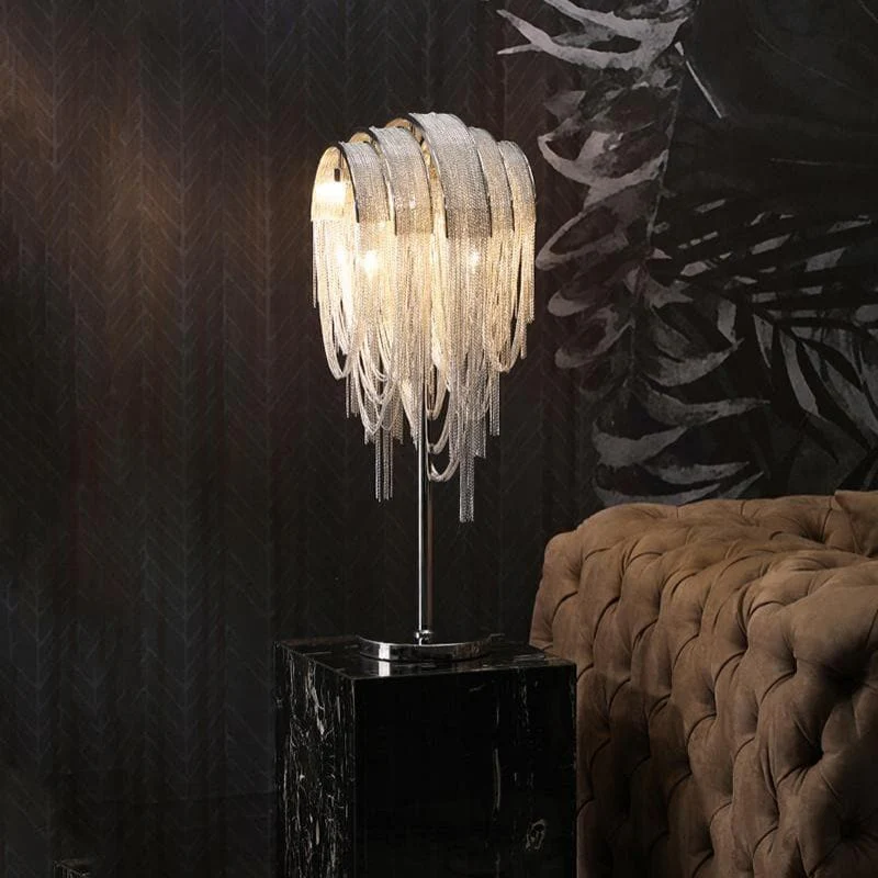 Alisa Luxury Hardware Aluminum Chain Tassel Table Lamp - Image 9