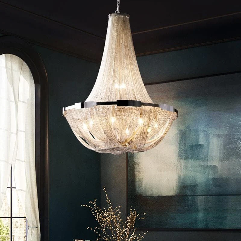 Alisa Luxury Plated Aluminum Chain Tassel Chandelier Diameter 24" 31" - Image 8