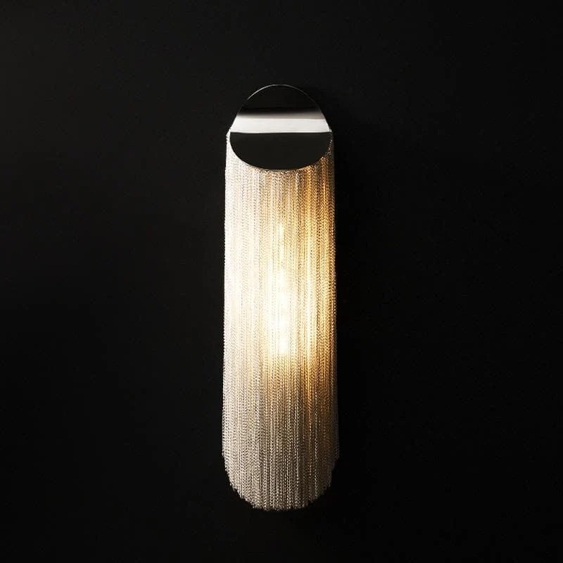 Alisa Luxury Plated Aluminum Chain Tassel Long Wall Lamp - Image 3