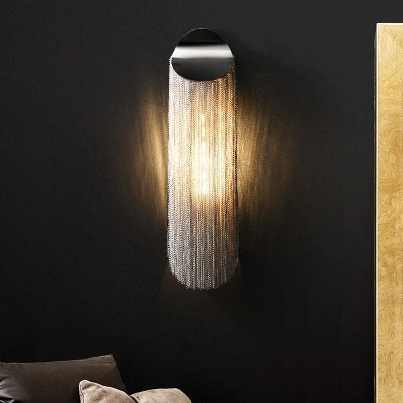 Alisa Luxury Plated Aluminum Chain Tassel Long Wall Lamp - Image 5