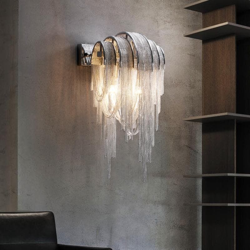 Alisa Luxury Plated Aluminum Chain Tassel Wall Sconce - Image 5