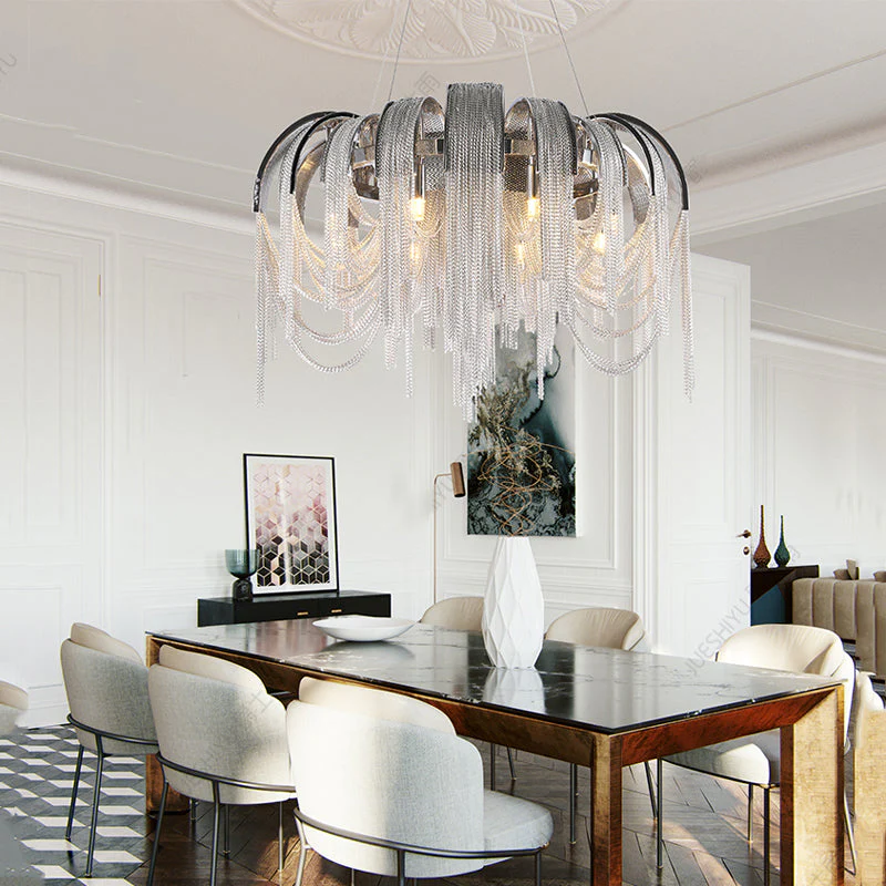 Sophian Aluminum Chain Tassel Round Chandelier - Image 3