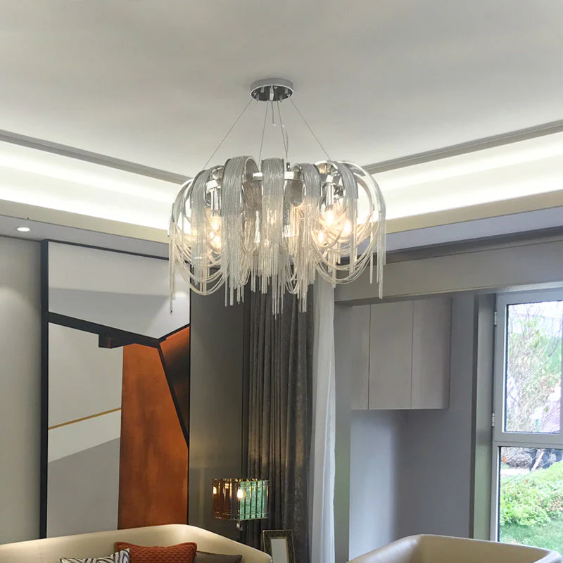 Sophian Aluminum Chain Tassel Round Chandelier - Image 5