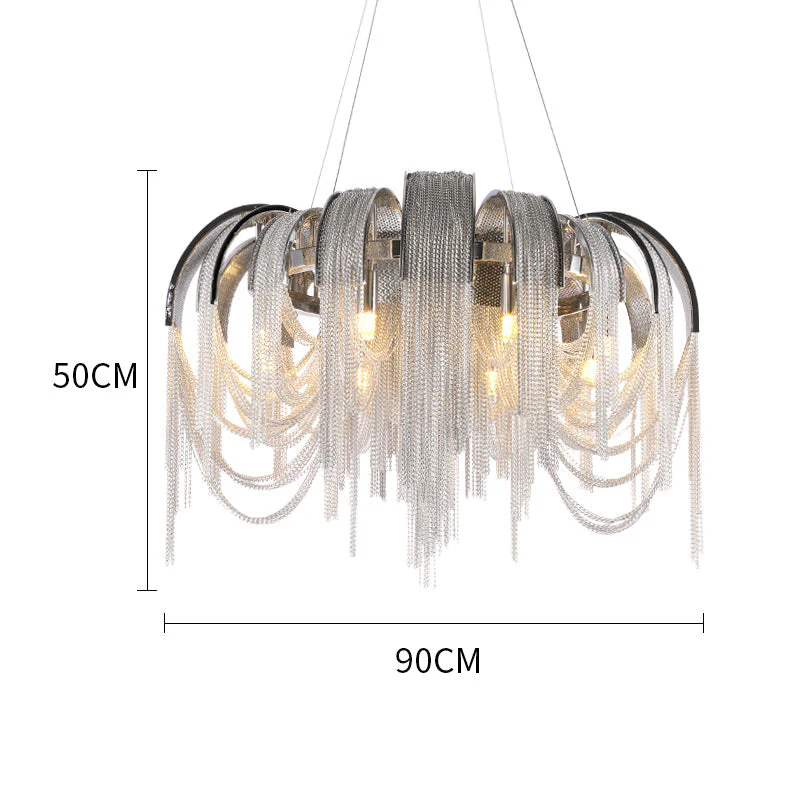 Sophian Aluminum Chain Tassel Round Chandelier - Image 9