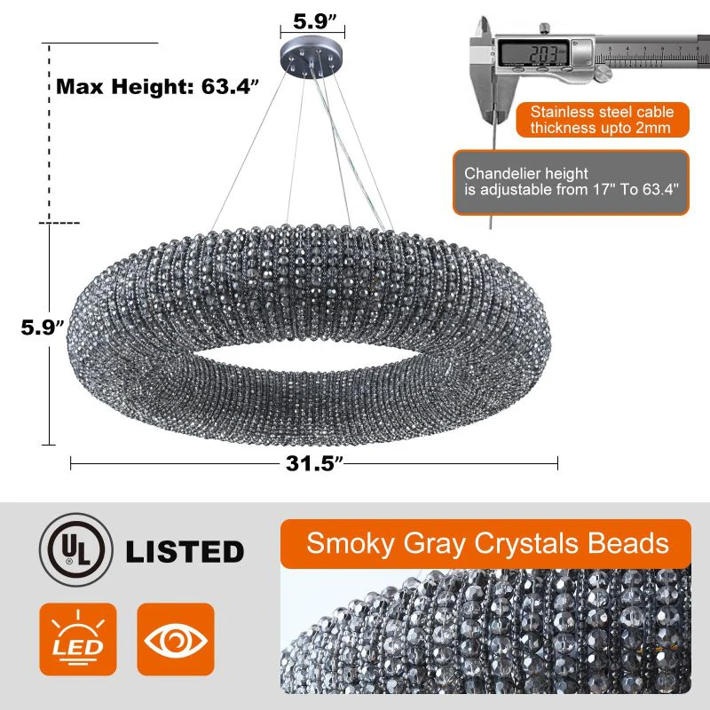 Alison Series Crystal Round LED Chandelier - Image 11