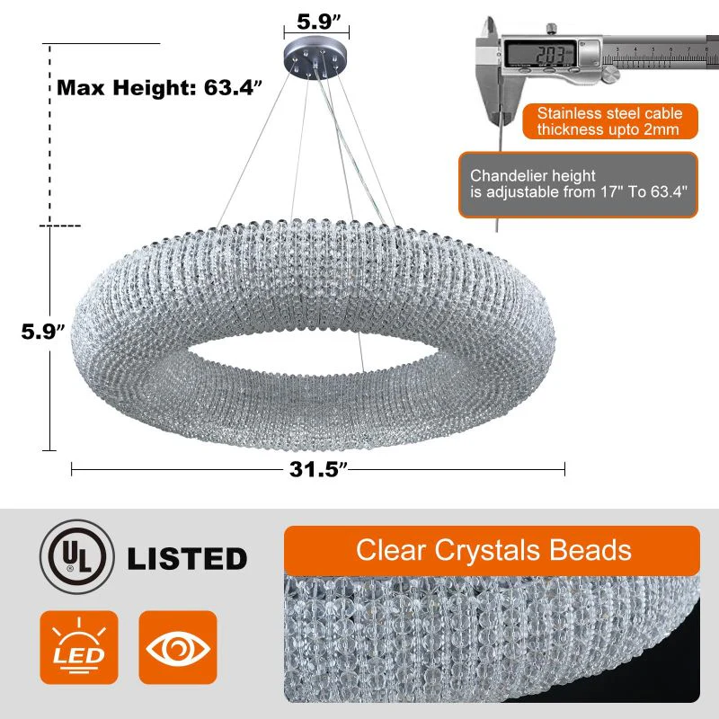 Alison Series Crystal Round LED Chandelier - Image 7