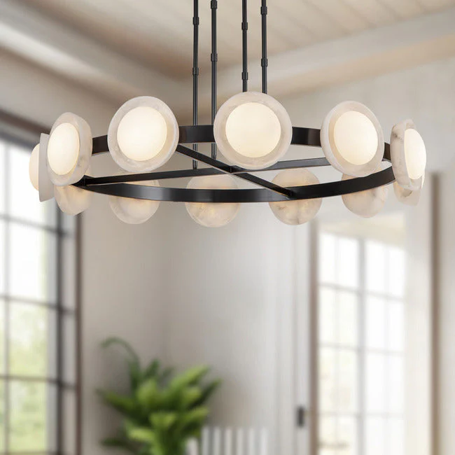 PrismFlow Alabaster Metal Chandelier - Image 7