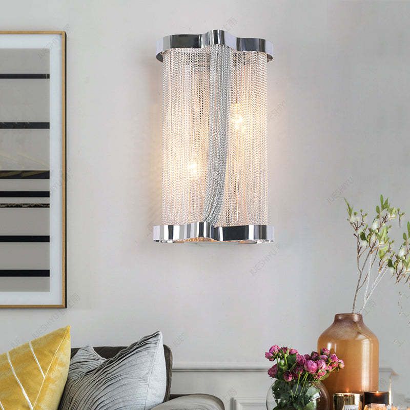 Aluminum Ashley Chain Tassel Wall Sconce - Image 2