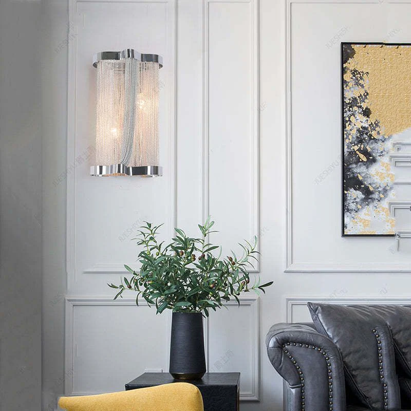 Aluminum Ashley Chain Tassel Wall Sconce - Image 4