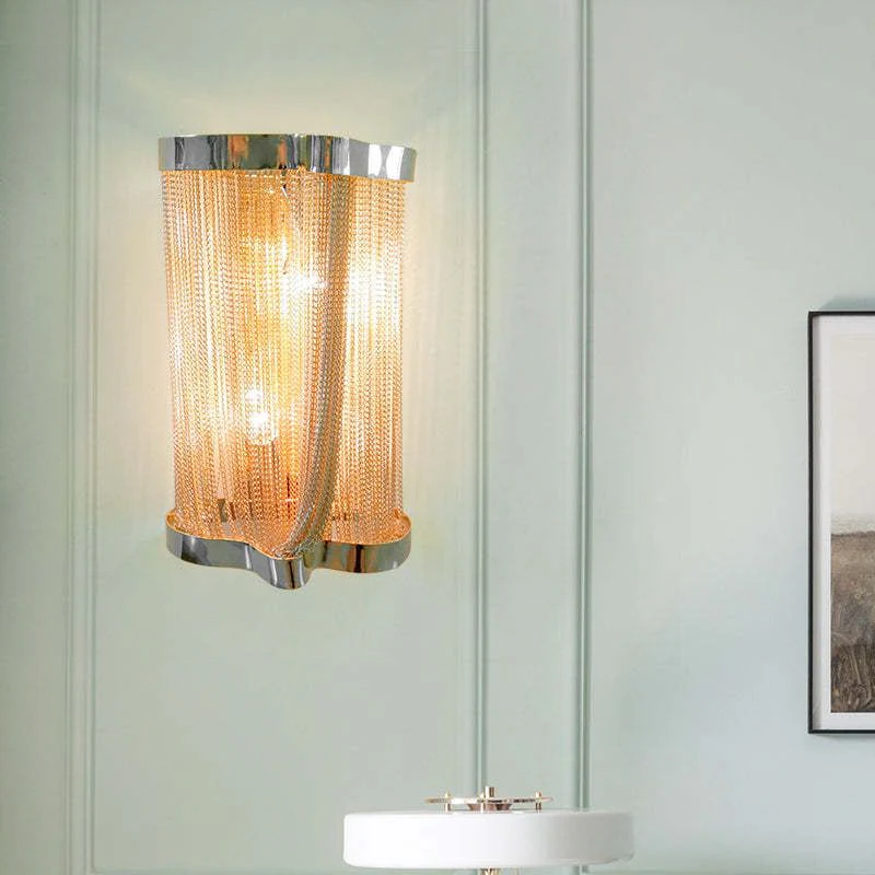 Aluminum Ashley Chain Tassel Wall Sconce - Image 9