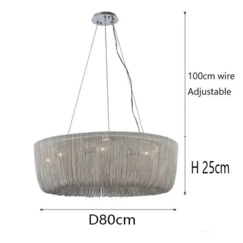 Aluminum Cadenas Chain Tassel Chandelier - Image 6