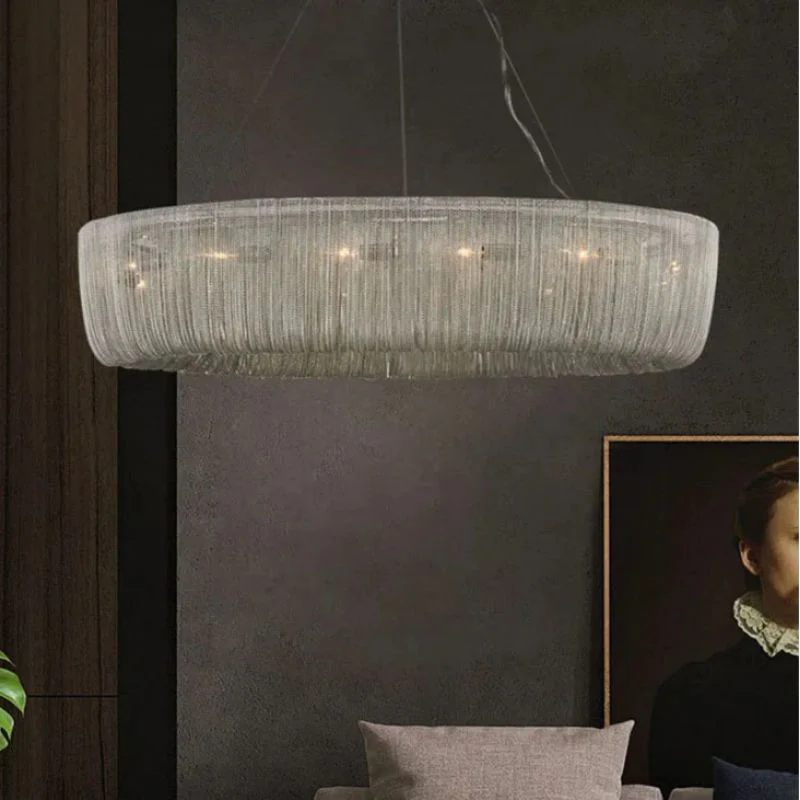 Aluminum Cadenas Chain Tassel Chandelier - Image 8