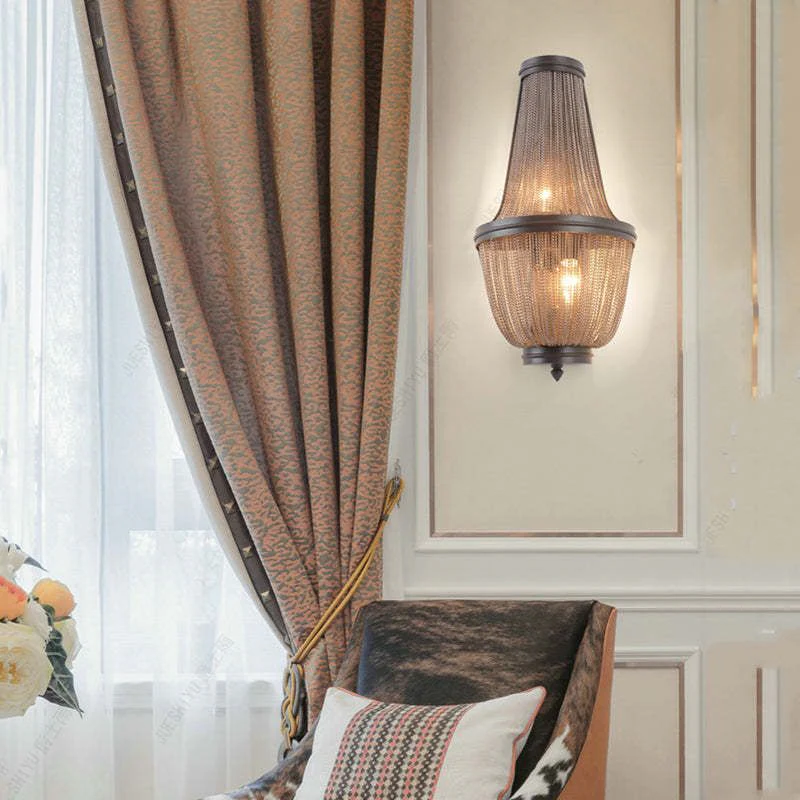 Aluminum Chain Wall Sconce In Living Room - Image 13