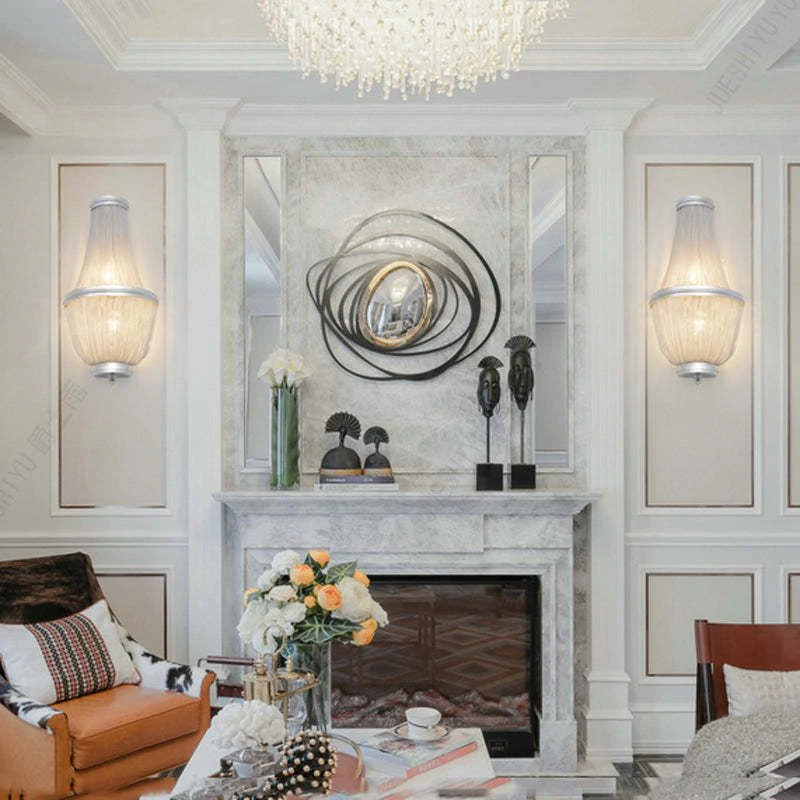 Aluminum Chain Wall Sconce In Living Room - Image 3