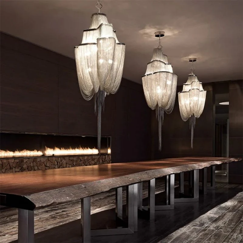Aluminum Modern Chain Tassel Chandelier - Image 2