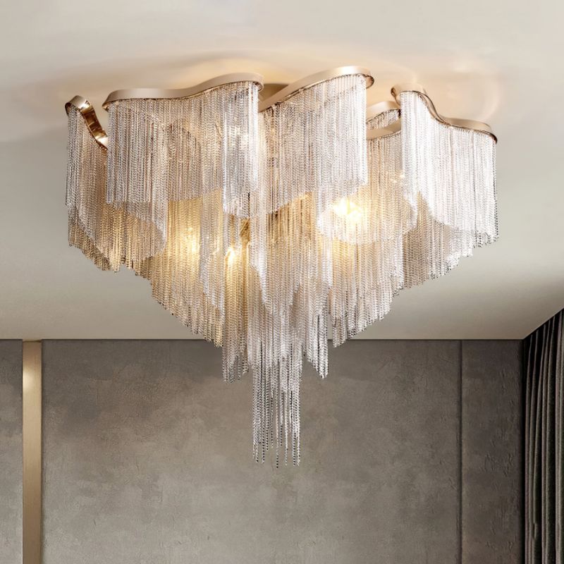 Aluminum Modern Chain Tassel Pendant - Image 4