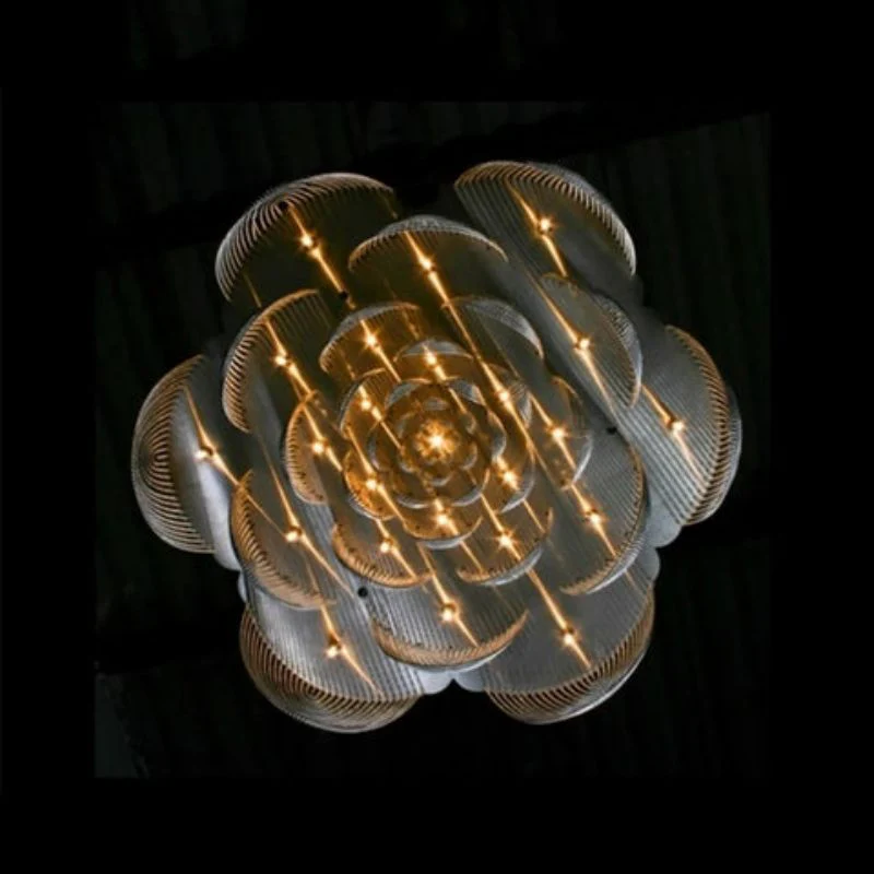 Aluminum Post-Modern Chain Flower Chandelier - Image 3