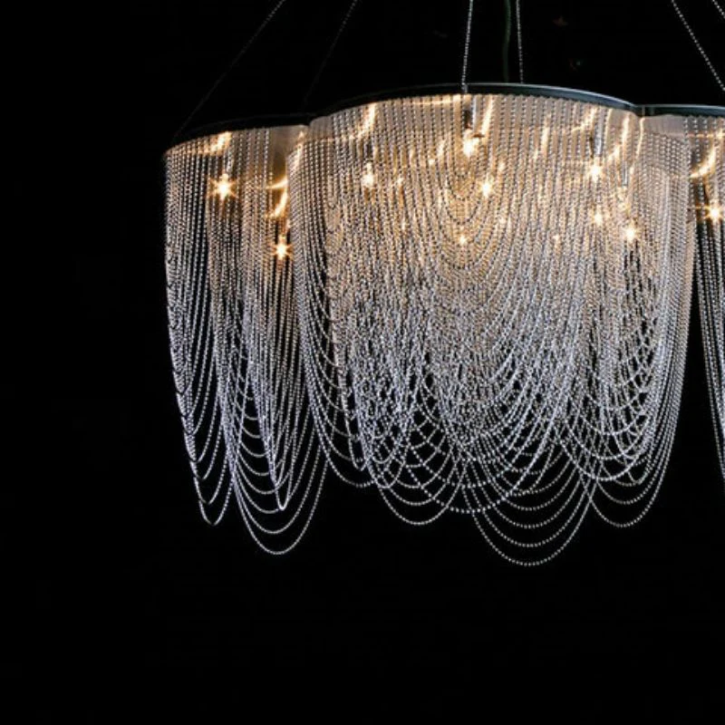 Aluminum Post-Modern Chain Flower Chandelier - Image 4