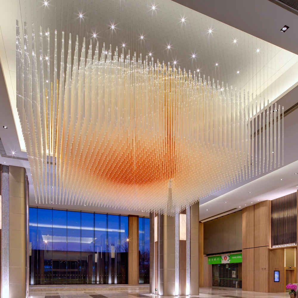 Amber glass tube chandelier - Image 2