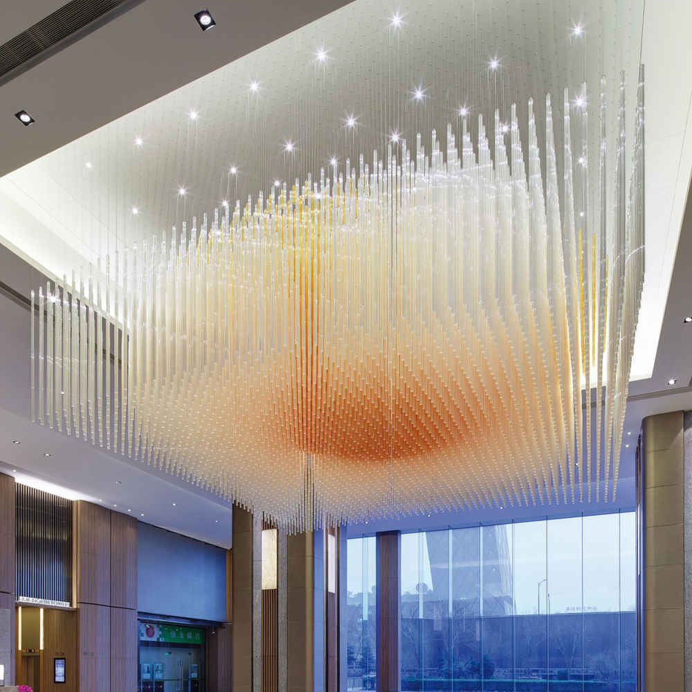 Amber glass tube chandelier - Image 3