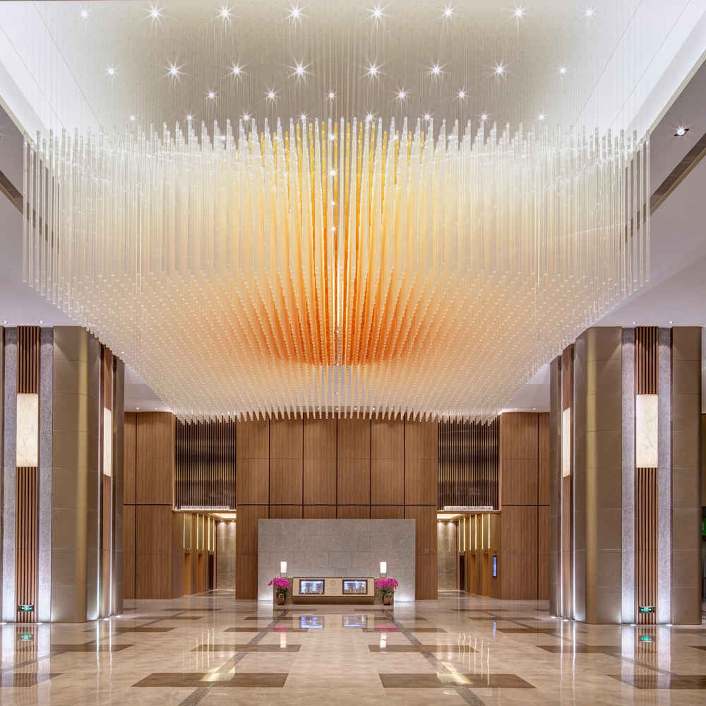 Amber glass tube chandelier - Image 4