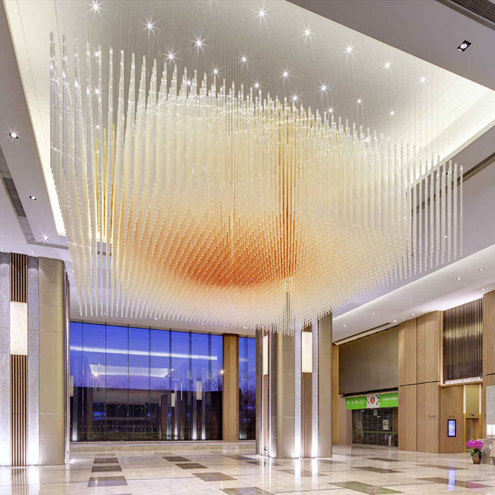 Amber glass tube chandelier - Image 7